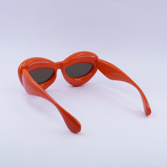 Loewe LW40097I 42E Sunglasses Orange Cat Eye Frame, Brown Lenses